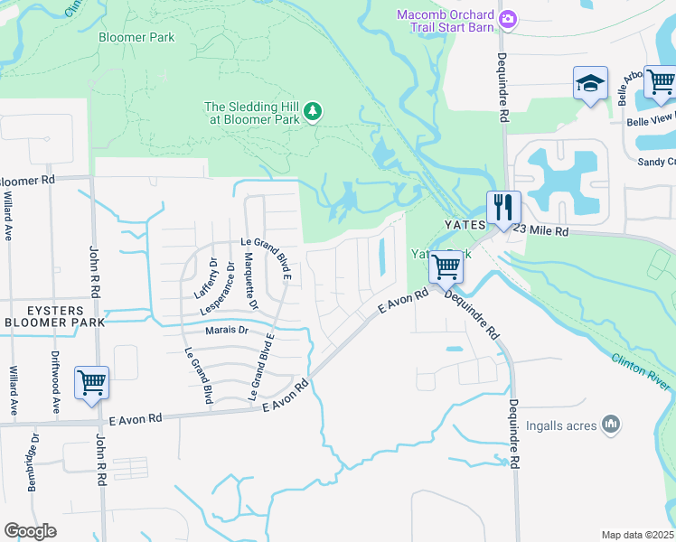 map of restaurants, bars, coffee shops, grocery stores, and more near 829 Honeycrisp in Rochester Hills