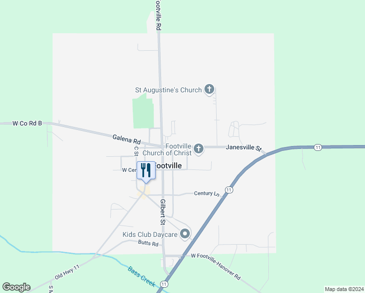 map of restaurants, bars, coffee shops, grocery stores, and more near 215 Janesville Street in Janesville