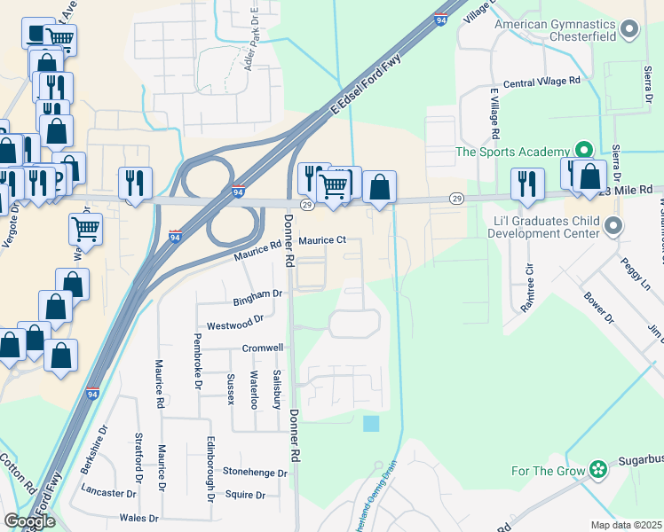 map of restaurants, bars, coffee shops, grocery stores, and more near 50478 Bay Run South in New Baltimore