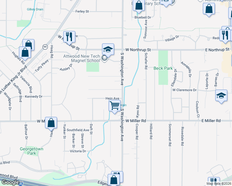 map of restaurants, bars, coffee shops, grocery stores, and more near 825 R G Curtiss Avenue in Lansing