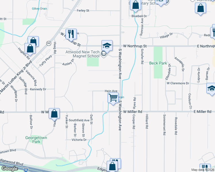 map of restaurants, bars, coffee shops, grocery stores, and more near 923 R G Curtiss Avenue in Lansing