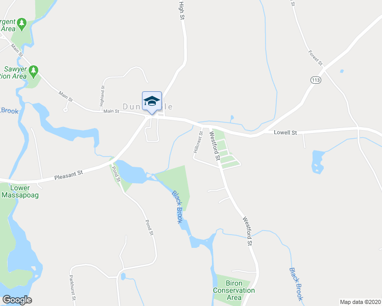 map of restaurants, bars, coffee shops, grocery stores, and more near 31 Hillcrest Street in Dunstable