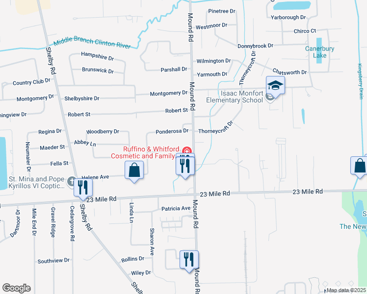 map of restaurants, bars, coffee shops, grocery stores, and more near 5621 Althea Street in Macomb County