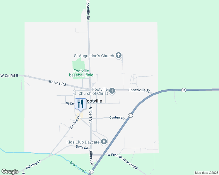 map of restaurants, bars, coffee shops, grocery stores, and more near 317 Janesville Street in Janesville