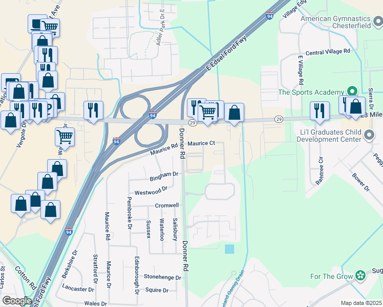 map of restaurants, bars, coffee shops, grocery stores, and more near 50489 Bay Run North in New Baltimore