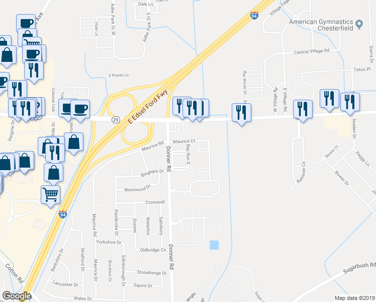 map of restaurants, bars, coffee shops, grocery stores, and more near 50421 Bay Run North in New Baltimore
