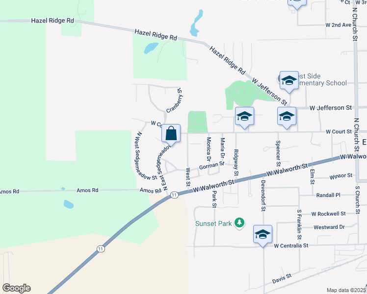 map of restaurants, bars, coffee shops, grocery stores, and more near 42 West Street in Elkhorn