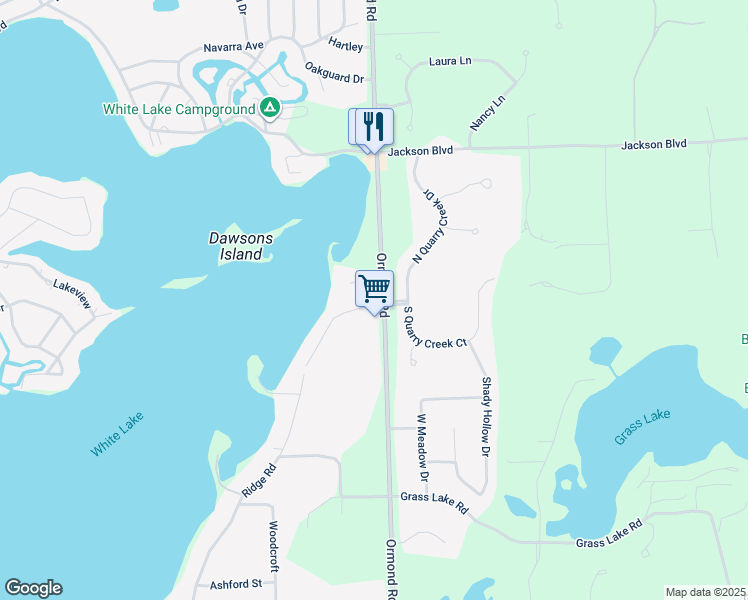 map of restaurants, bars, coffee shops, grocery stores, and more near 4584 South Quarry Creek Court in White Lake charter Township