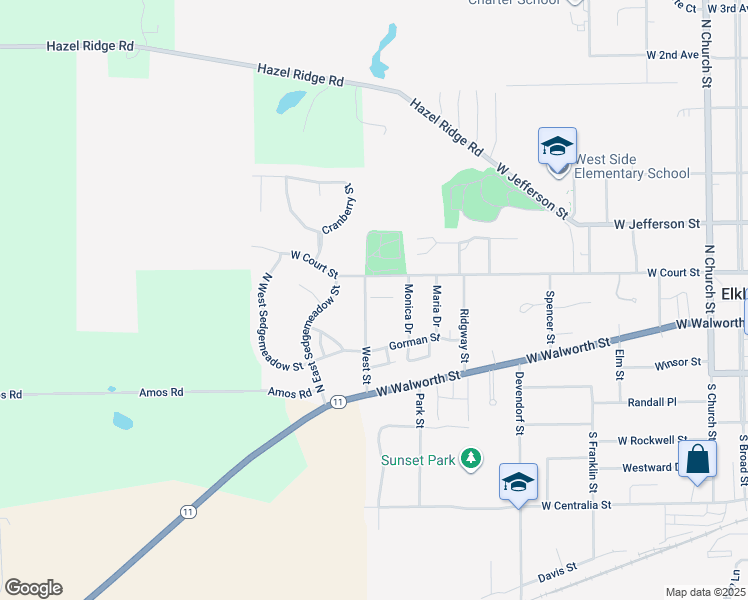 map of restaurants, bars, coffee shops, grocery stores, and more near 33 West Street in Elkhorn