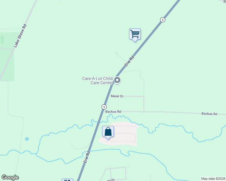 map of restaurants, bars, coffee shops, grocery stores, and more near 7847 Erie Road in Erie County