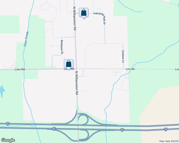 map of restaurants, bars, coffee shops, grocery stores, and more near 301 Williamston Center Road in Williamston