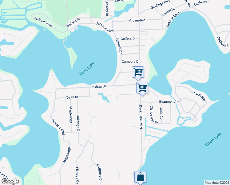 map of restaurants, bars, coffee shops, grocery stores, and more near 2710 Davista Drive in Highland Charter Township