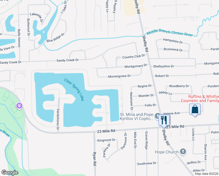 map of restaurants, bars, coffee shops, grocery stores, and more near 4217 Forster Lane in Macomb County