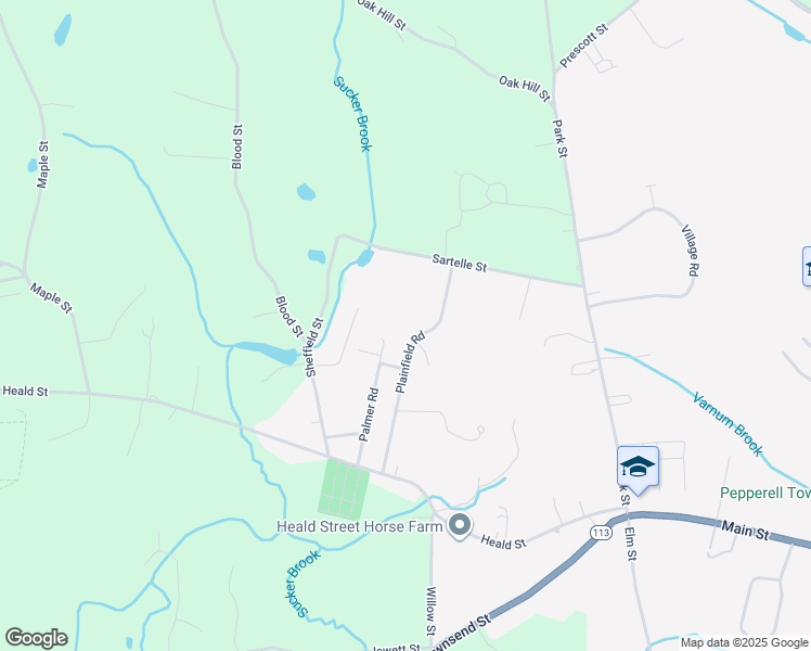 map of restaurants, bars, coffee shops, grocery stores, and more near 28 Plainfield Road in Pepperell