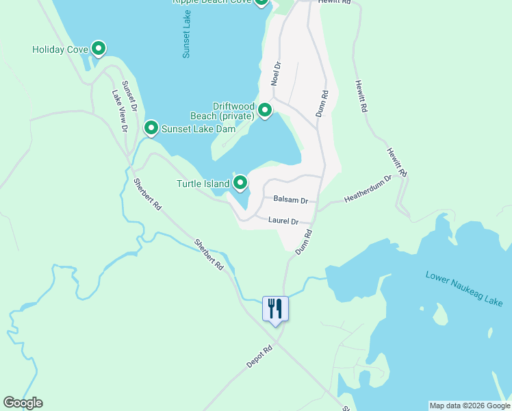 map of restaurants, bars, coffee shops, grocery stores, and more near 34 Winding Cove Road in Ashburnham