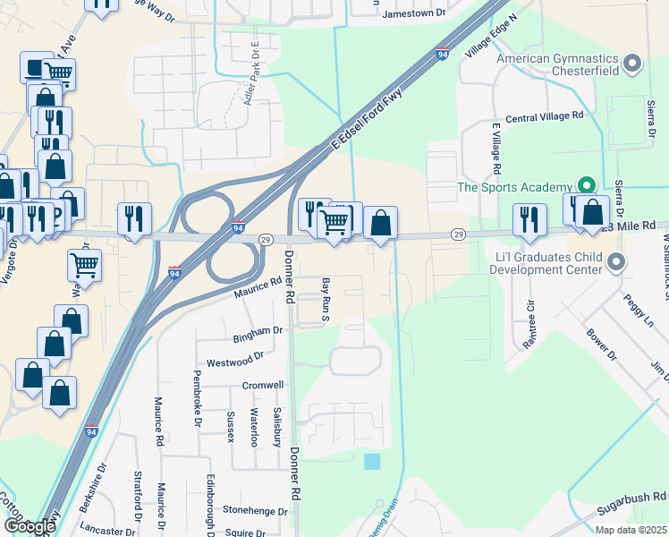 map of restaurants, bars, coffee shops, grocery stores, and more near 50564 Maurice Road in New Baltimore