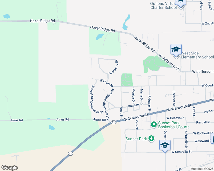 map of restaurants, bars, coffee shops, grocery stores, and more near 1135 West Court Street in Elkhorn