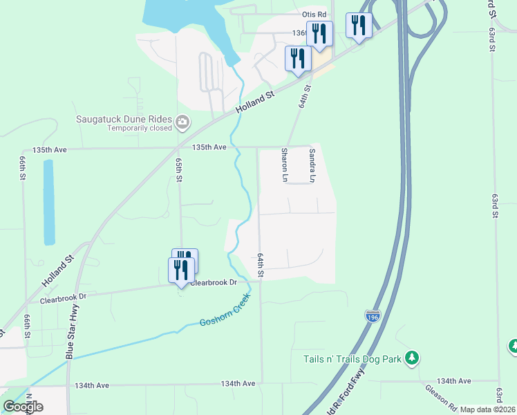 map of restaurants, bars, coffee shops, grocery stores, and more near 3491 64th Street in Saugatuck