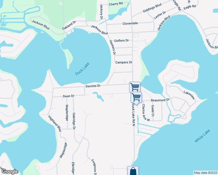 map of restaurants, bars, coffee shops, grocery stores, and more near 2710 Davista Drive in Highland Charter Township