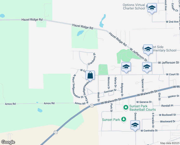 map of restaurants, bars, coffee shops, grocery stores, and more near 1135 West Court Street in Elkhorn