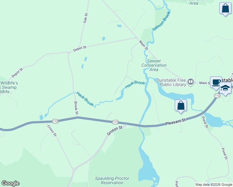 map of restaurants, bars, coffee shops, grocery stores, and more near 80 Sweet Pond Road in Dunstable