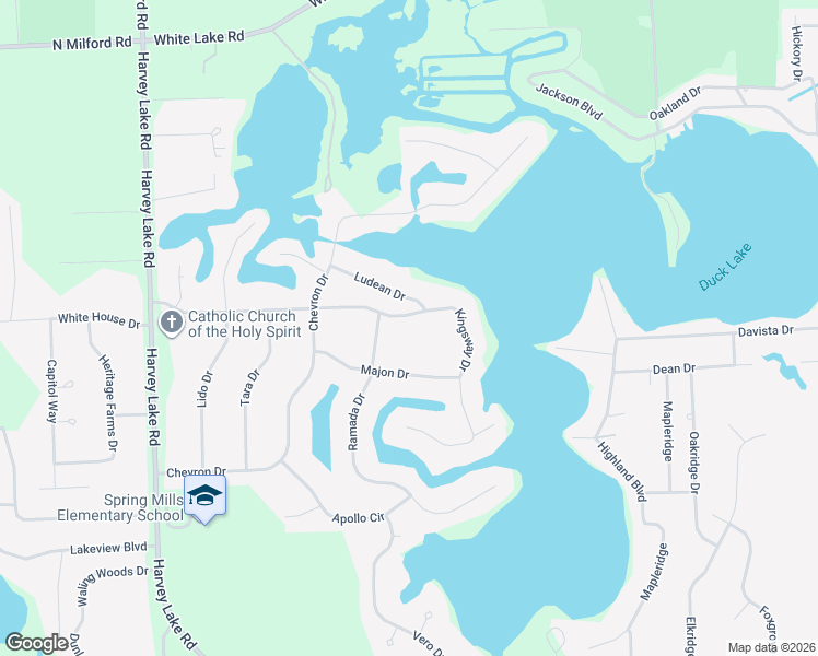 map of restaurants, bars, coffee shops, grocery stores, and more near 1560 Kingsway Drive in Oakland County