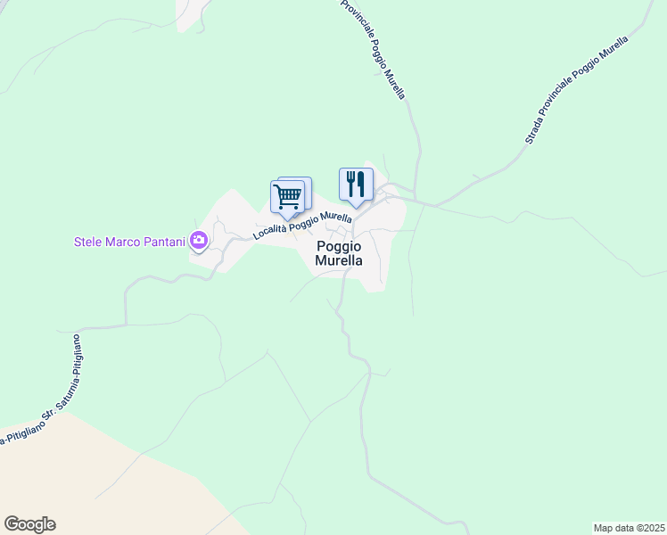 map of restaurants, bars, coffee shops, grocery stores, and more near 190 Strada dei Sassi Bianchi in Poggio Murella