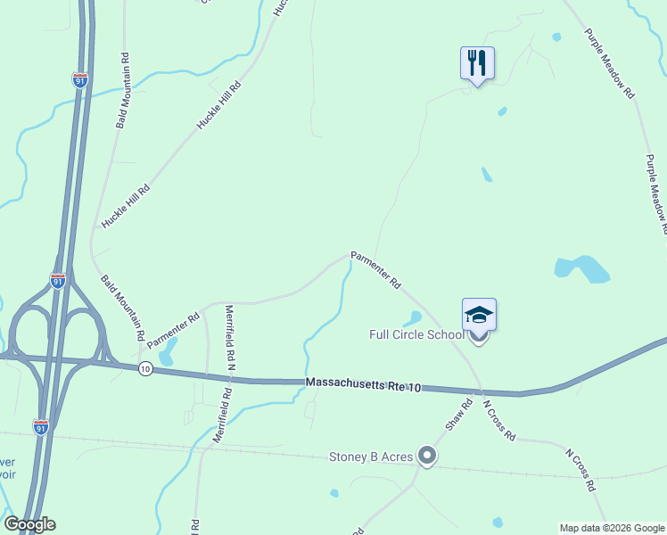 map of restaurants, bars, coffee shops, grocery stores, and more near 187 Parmenter Rd in Leyden
