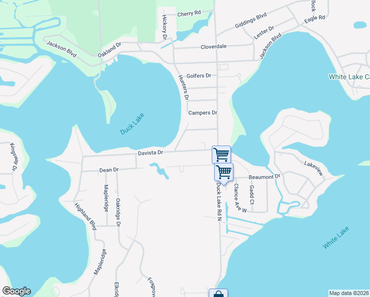 map of restaurants, bars, coffee shops, grocery stores, and more near 2710 Davista Drive in Highland Charter Township