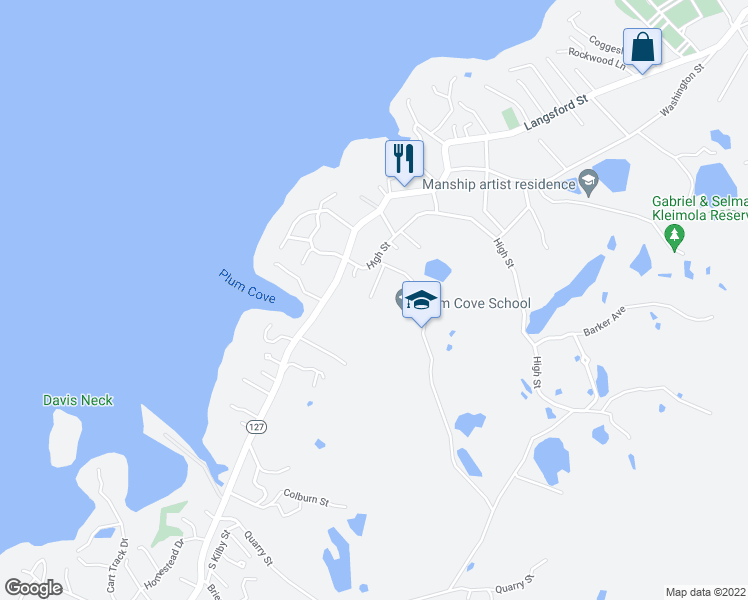 map of restaurants, bars, coffee shops, grocery stores, and more near 14 Sawyer Avenue in Gloucester