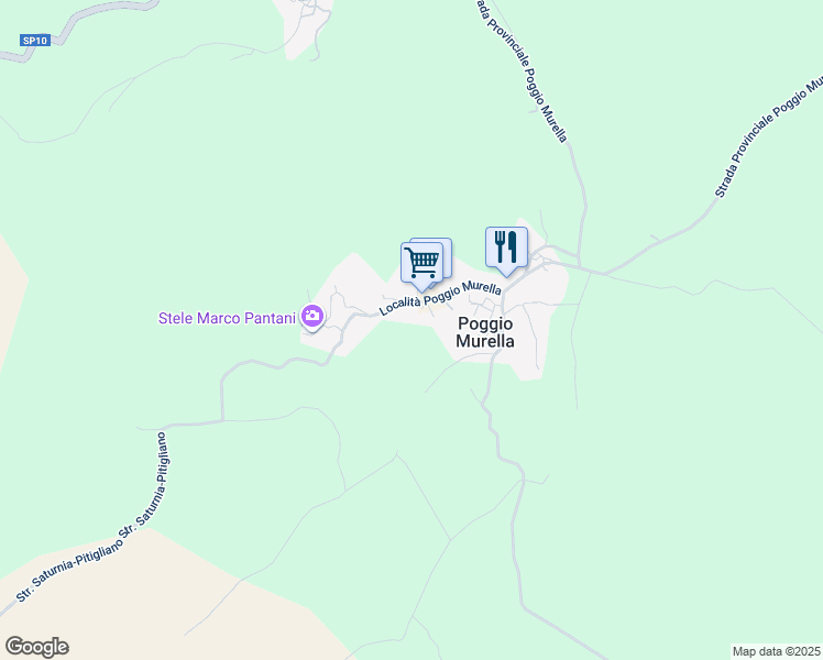 map of restaurants, bars, coffee shops, grocery stores, and more near 145 Località Poggio Murella in Poggio Murella
