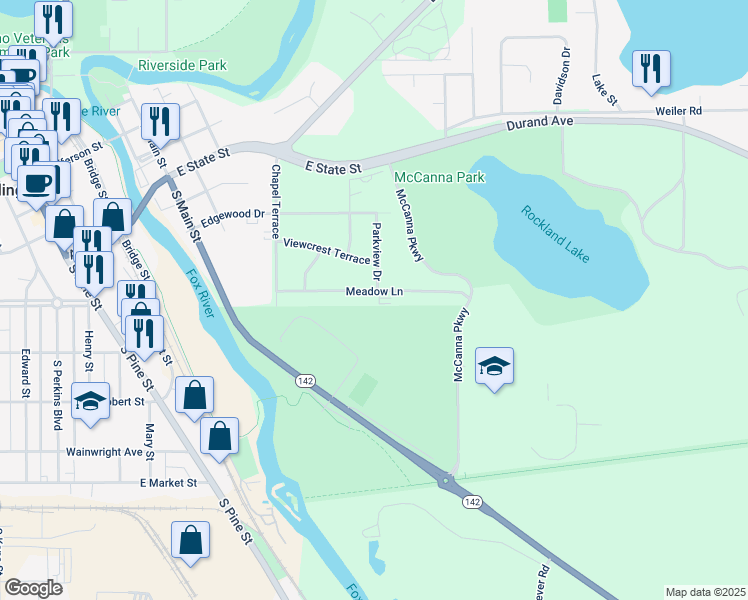 map of restaurants, bars, coffee shops, grocery stores, and more near 264 Parkview Drive in Burlington