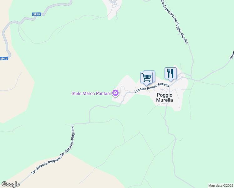 map of restaurants, bars, coffee shops, grocery stores, and more near 179A Località Poggio Murella in Poggio Murella
