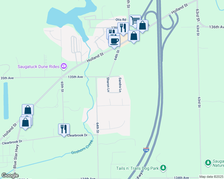 map of restaurants, bars, coffee shops, grocery stores, and more near 6427 Sterling Lane in Saugatuck