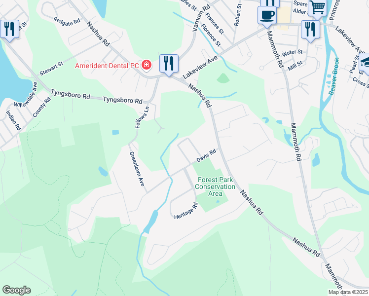 map of restaurants, bars, coffee shops, grocery stores, and more near 24 Faith Avenue in Dracut