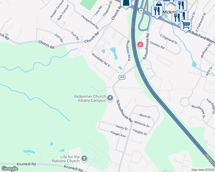 map of restaurants, bars, coffee shops, grocery stores, and more near 100 Trillium Lane in Albany