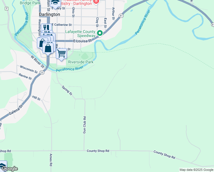 map of restaurants, bars, coffee shops, grocery stores, and more near 710 Spring Street in Darlington
