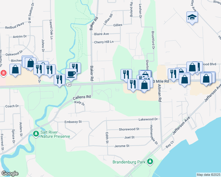 map of restaurants, bars, coffee shops, grocery stores, and more near 50850 Esther's Way in Chesterfield
