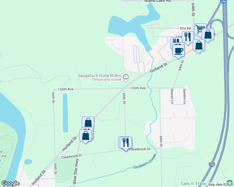 map of restaurants, bars, coffee shops, grocery stores, and more near 3493 Blue Star Highway in Saugatuck