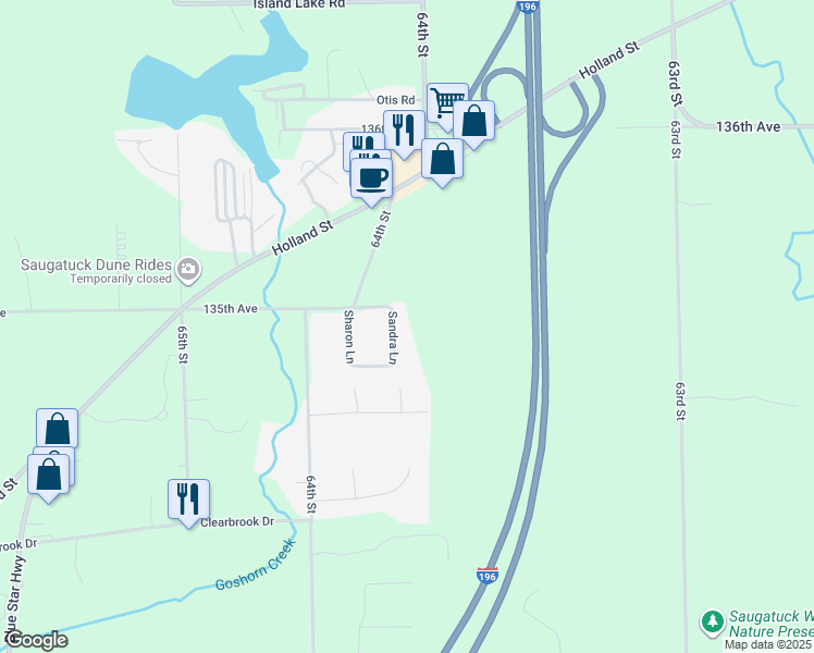 map of restaurants, bars, coffee shops, grocery stores, and more near 3529 Sandra Lane in Saugatuck