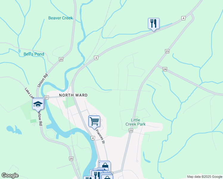 map of restaurants, bars, coffee shops, grocery stores, and more near 279 Hill Street in Port Stanley