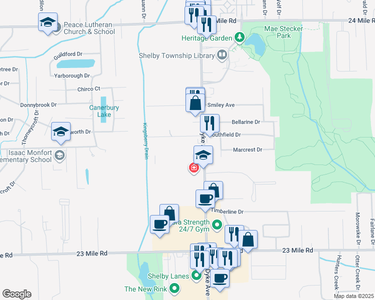map of restaurants, bars, coffee shops, grocery stores, and more near 51921 Van Dyke Avenue in Macomb County