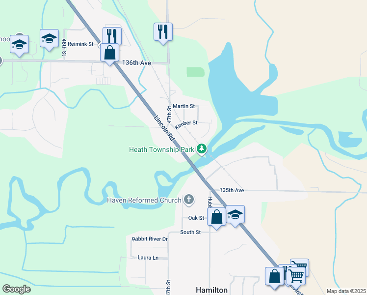 map of restaurants, bars, coffee shops, grocery stores, and more near 3527 Lincoln Road in Hamilton