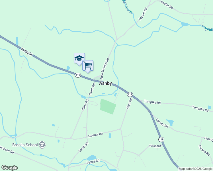 map of restaurants, bars, coffee shops, grocery stores, and more near 790 Massachusetts 119 in Ashby