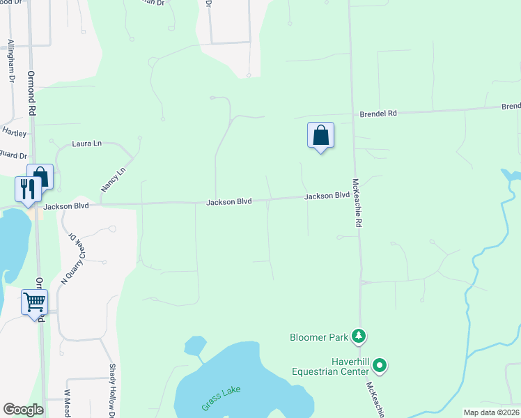 map of restaurants, bars, coffee shops, grocery stores, and more near 5500 Jackson Boulevard in White Lake charter Township