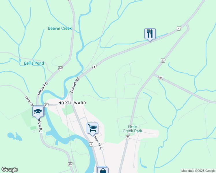 map of restaurants, bars, coffee shops, grocery stores, and more near 279 Hill Street in Port Stanley