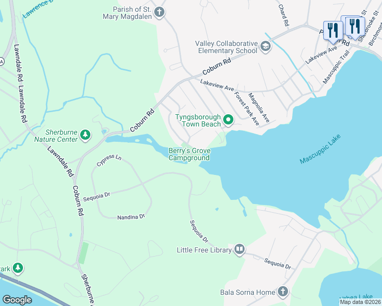 map of restaurants, bars, coffee shops, grocery stores, and more near 151 Sequoia Drive in Tyngsborough