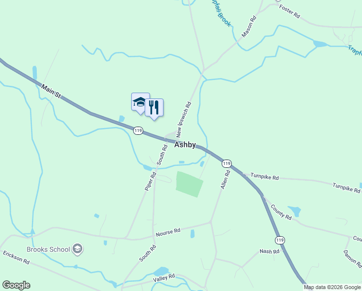 map of restaurants, bars, coffee shops, grocery stores, and more near 790 Massachusetts 119 in Ashby