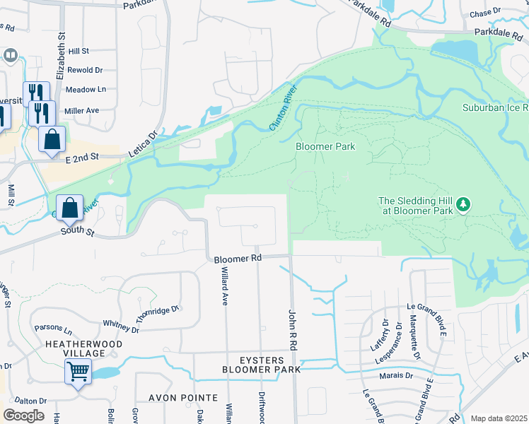 map of restaurants, bars, coffee shops, grocery stores, and more near 992 River Mist Drive in Rochester