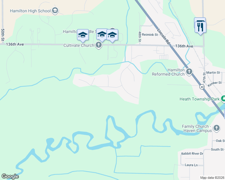 map of restaurants, bars, coffee shops, grocery stores, and more near 4842 Green Ridge Trail in Hamilton